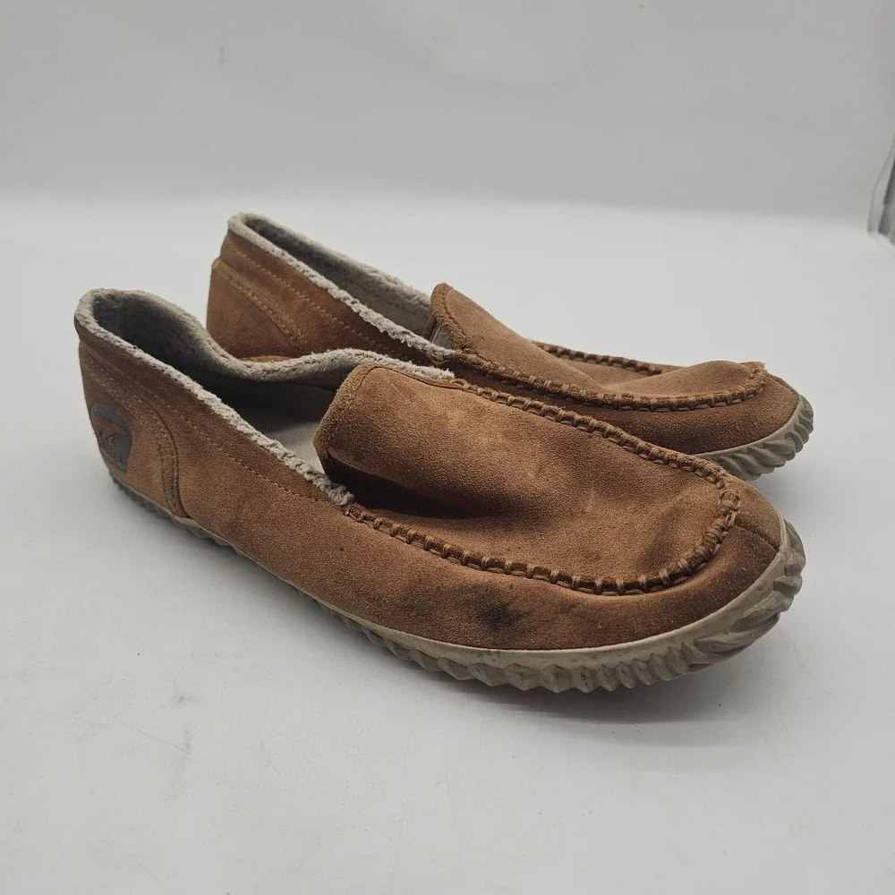 Sorel Men's Moc Suede Faux Fur Slipper  Hard Bottom Slip On Size 11